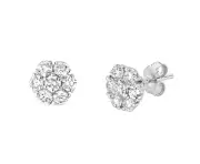 1.05 Carat Natural Diamond Flower Cluster Earrings G SI 14K White Gold
