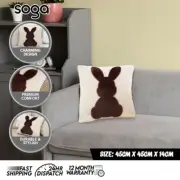 SOGA 45cm Throw Pillow Light Tan Square Cushion Soft Coffee Bunny Design