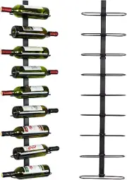 Wall Mounted Wine Rack: 9-Bottle Metal Wine Holder - Wall Wine Storage Organizer