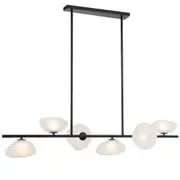 Zaria Black Frosted Glass 6 Light Horizontal Pendant