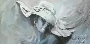 New hand-painted painting On 30"*16 "canvas Lady with Big Hat by Wendy