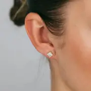 9ct Yellow Gold Square Shaped Cluster Stud Diamond Earrings