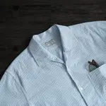日系藍白條紋泡泡紗襯衫男 翻領襯衫男 夏季新款透氣襯衣 簡約復古襯衫 休閒襯衣