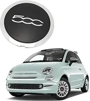 Medium Wheel Hub Cover, Heat Resistant Wheel Hub Centre Cover with Chrome Trim 68078419AC Car Centre Hub Caps Replacement for Fiat 500 (Chrome 500, Grey Edge)