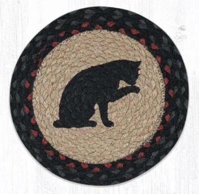 Set of 2 Braided Jute Round Placemat/Trivet/Swatch. CAT. Earth Rugs.10"