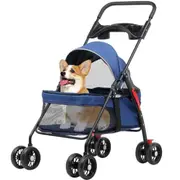 Advwin Pet Stroller Dog Carrier Foldable 4-Wheels