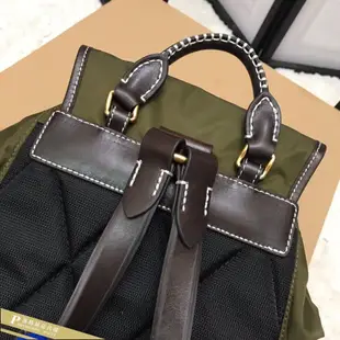 雅格時尚精品代購 Burberry 巴寶莉  馬術風明線 (綠)典藏軍風後背包美國outlet代購