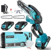 Mini Chainsaw Cordless 6 Inch, Handhled Chainsaw with 2 Batteries & Oiling System, Electric Chain saw for Tree/Wood Cutting, Christmas Birthday Gifts for Men Dad Him Stocking Stuffers