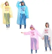 [Yardwe] 1-time Use Raincoats 4pcs Unisex Rain Ponchos in Pink Size Fits Adults