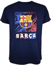 FC Barcelona BARÇA Licensed Cotton T-Shirt, Marble Navy Blue, Adult Size M, Blue, M