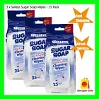 3 x Selleys Sugar Soap Wipes 25 Wipes Pack - Wall & Surface Cleaning Wipes eBC