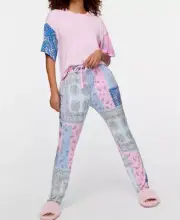 NEW PETER ALEXANDER DREAMY BAMBOO PAISLEY FLORAL TOP + PANTS PJ SET M RRP$149.90