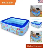 Inflatable Kiddie Pool Vinyl Soft Floor 70x55x24 Inches Outdoor Summer Fun