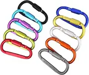 POPETPOP Locking Carabiner Set 10pcs Aluminum Alloy D-Ring Spring Keychain Hooks for Outdoor Activities Random Color