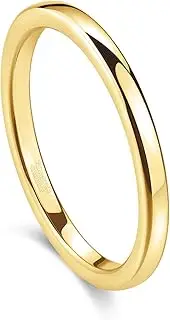 [Greenpod] 2mm 4mm 6mm Tungsten Wedding Bands Ring for Women Men Rose Gold/Silver/Gold/Black Polished Slim Engagement Promise Rings Comfort Fit Size 4-13