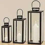 Boltze Arana 1007341 Lantern Set (Black, 3 Pieces, Without Candles, Decoration for Home, Indoor, Candle Holder)