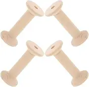 Homoyoyo 4pcs Wooden Thread Holders for Sewing Embroidery Large Empty Ribbon Spools Craft Supplies