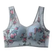 Ice Silk Lace Cooling Comfort Bra, Lace Buttonless Comfortable Bra blue XXL