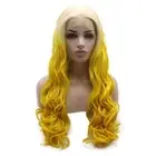 Long Wavy Blonde Yellow Ombre Gradient Natural Lace Front Synthetic Hair Wig