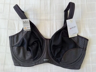 Berlei Electrify Underwire Bra - Black Mesh - 16E - YYN7 - NWT