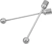 TOYZFRIENDY 2pcs Stainless Steel Honey Stick with Ergonomic Handle Elegant Honey Stirrer for Jars and Jams Versatile Mixing Tool for Home and Commercial Use