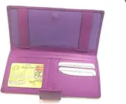 [SNHIDE] Looped Leather Style Cheque Book Holder/Leather Style Cheque Book Cover with Credit Card & Notes Slots-CHQ03 (Purple)