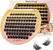 Mayhug Lash Clusters Manga Cluster Lashes 88Pcs Eyelash Clusters Lashes D Curl Lash Clusters Wispy DIY Lash Extensions at Home (Flirty, 8-16mm)