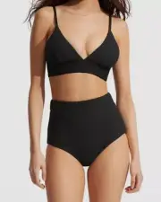 $108 Seafolly Women's Black Textured Adjustable Bikini Top Swimwear Size US 10