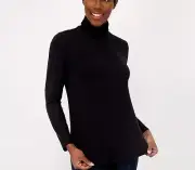 Susan Graver Weekend Essentials Cool Touch Mock Neck Tunic Black Large A517445