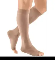 MEDIVEN PLUS Petite CALF OPEN TOE 30-40 Compression Stockings Socks VII Black