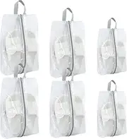 [PieJoFpy] 6 Pcs Shoe Bags for Travel 3 Size Double Sided Zipper Shoe Organizer Bag Waterproof Shoe Storage Bag with Handle Portable Travel Shoe Bags for Children Men and Women//, transparent