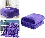 Generic Microfiber Sherpa Fleece Blanket - Soft Plush Fuzzy Cozy Throw Blanket, Warm & Lightweight, Purple, 100x120cm