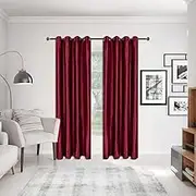 MYRU 1 Pair Velvet Curtains Eyelet Room Drakening Curtains for Bedroom and Living Room (Burgundy Red, 2 x 66x90 Inch)