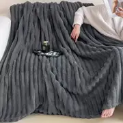 CottonMore Light weight soft corduroy thin blanket throw rug 180x200cm - Charcoal