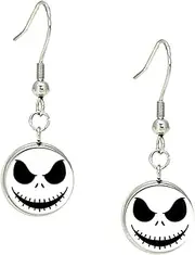 [XINSHIS] Christmas Horror Halloween Zero Ghost Dog Dangle Earrings, Silver-Tone Hook, White and Black Design Earrings Stud