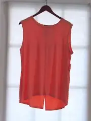 TAHARI Sunbeam Coral Open Back High-Low Hem Tank Top Shell Size M NWT $88