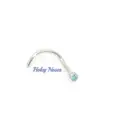 18ct white Gold 1mm Blue Diamond Nose Stud Pin Ring - Very Petite Body jewellery