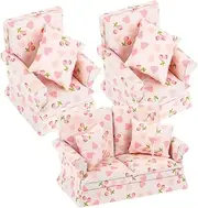 Yardwe Dollhouse Miniature Furniture 1:12 Scale Sofa Set Single Sofa Couch Mini Armchair for Decorative