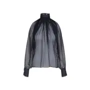 [Saint Laurent] Saint Laurent-Blue Silk Blouse-Donna 36 FR