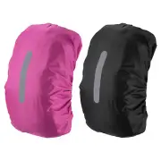 2Pcs 30-40L Waterproof Backpack Rain Cover with Vertical Strap S Black/Rose