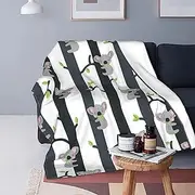 NDXRWDZR Blanket Gray Koala Throw Blanket for Sofa Bed Couch Soft Warm Microfiber Fluffy Picnic Blanket Fleece Blanket Gifts for Women Kids Teens Adults 180x220cm
