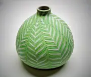 Crate and Barrel Glazed Ceramic Tavira Bud Vase 6 1/2" Tall 6 3/4" X 5 1/2"