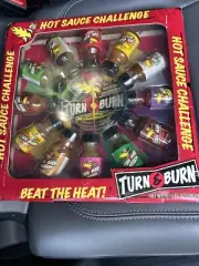 Hot Sauce Challenge TURN & BURN Party Game Chipotle, Ghost Pepper, Jalapeno, +
