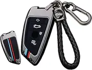 ontto Metal Car Key fob Cover case Fit for BMW F20 G20 G30 X1 X3 X4 X5 G05 X6 X7 G11 F15 F16 G01 G02 F48 Keyring Silicone Key Shell Holder Bag Keychain Accessories 4 Button Black