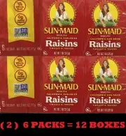 2x Sun Maid Sun-Maid California Raisins Sun Dried Snack NON GMO 6 Pks - 12 BOXES