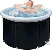 Ice Bath Tub for Athletes Portable Bathtub Large Inflatable Tub Cold Plunge Foldable Bathtub Recovery Thickening Freestanding Bathtub SPA Tub for Hot Bath Ice Bath 35 x 21.6inch Black
