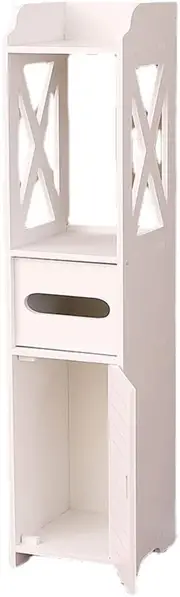 Bathroom Storage Cabinet Laundry Toilet Cupboard Assorted Shelf Drawer Furniture (White)