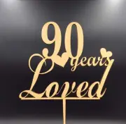 1Pc Cake Topper 90 Years Loved Ninety Wooden Anniversary Party Decor Supplies