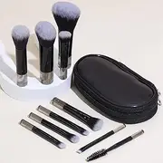 Portable Makeup Brush Set for Foundation Blush Eye Shadow 10Pcs Tiny Full Complete Cosmetic Brushes Kit with Case