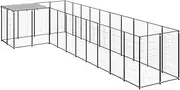 Dog Kennel Black 7.26 m² Steel Outdoor Pet House Large Dog Shelter Backyard